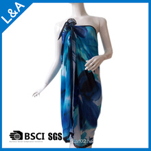 Polyester Chiffon Printed Scarf for Women Blue